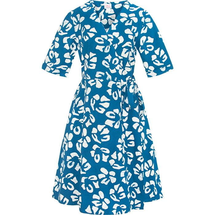 Bio Kleid für Herbst und Winter Blau Weiss Baumwolle Global Mamas