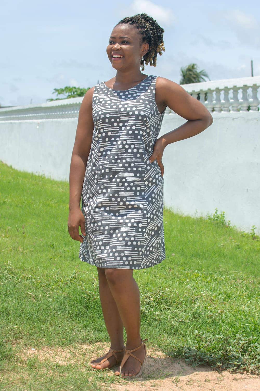 Boardwalk Dress - Morse Code - Charcoal Boardwalk Dress - Morse Code - Charcoal