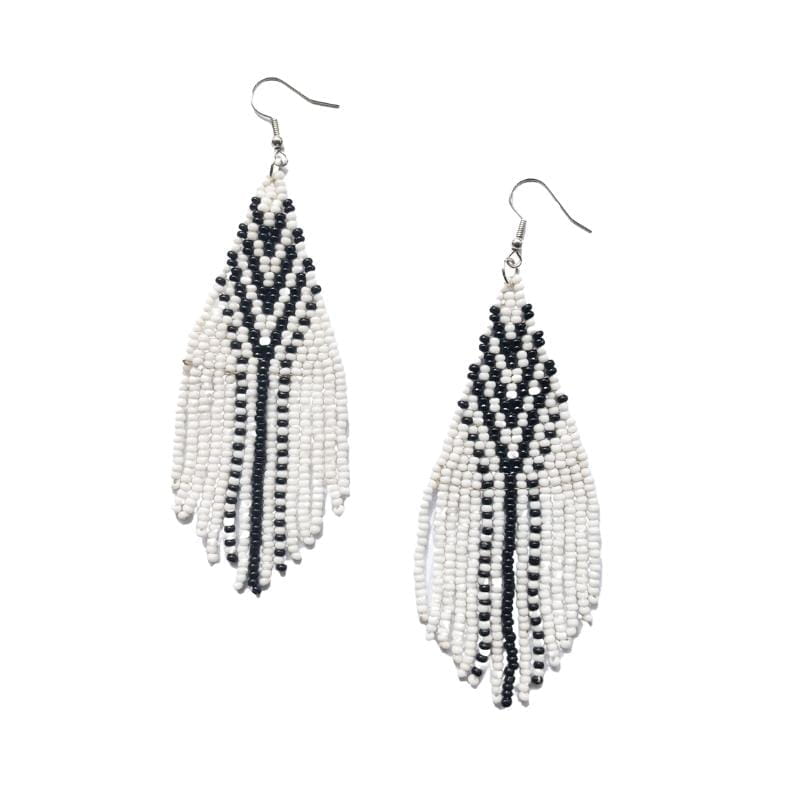 Quasten Ohrringe Weiß Schwarz Perlen Muster Afrika Swahili Coast Point Beaded Quasten Ohrringe Weiß Schwarz Perlen Muster Afrika Swahili Coast Point Beaded
