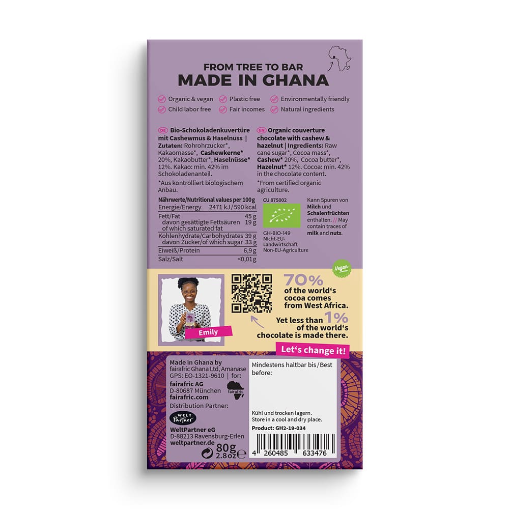 Bio Schokolade - 42% Creamy Hazelnut - Ghana Bio Schokolade - 42% Creamy Hazelnut - Ghana
