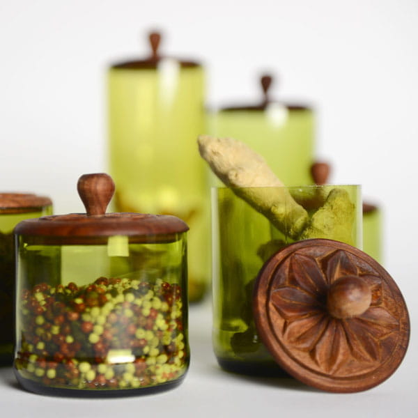 Upcycling Vorratsdose - Flower M Grün Upcycling Vorratsdose - Flower M Grün