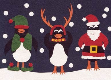 Recycling Weihnachtskarte - Penguins