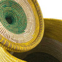 Wäschekorb Senegal M - Bold Stripes - Grün/Gelb