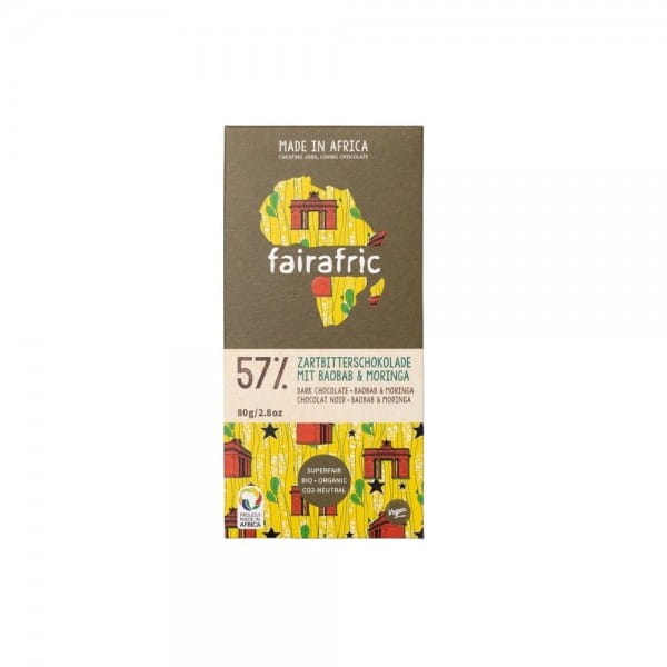 Fairafric Schokolade 57 Kakao Baobab Moringa Bio Vegan Ghana Afrika