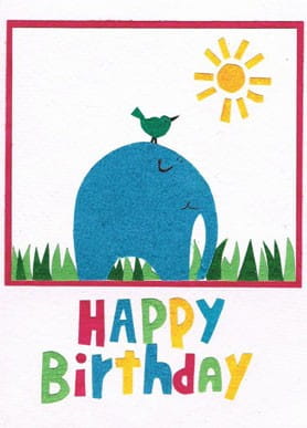 Recycling Geburtstagskarte - Bird & Elephant