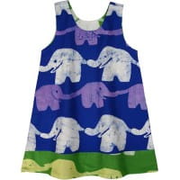 Girls Reversible Dress - Elephants Blue Lime