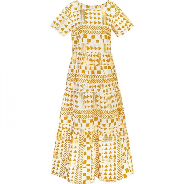 Tiered Dress Kleid Adobe Gold Gelb Global Mamas Bio Baumwolle Sommerkleid